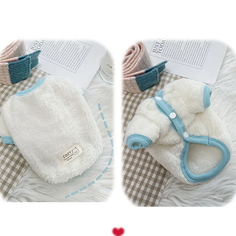 Ropa blanca de lana para perros, abrigo de invierno de manga corta, chaqueta para perros pequeños y medianos, trajes para cachorros Chihuahua Yorkie # 10-18 - imagen 5