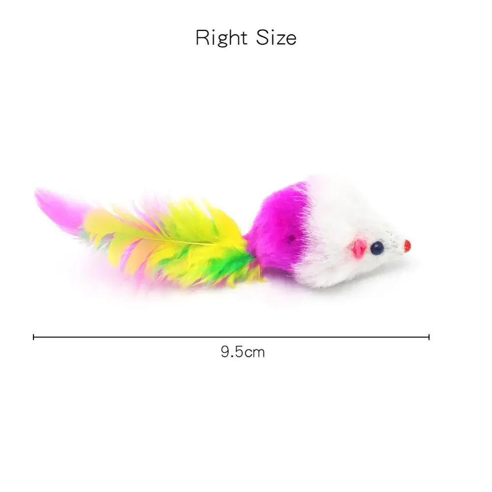 Juguete Ratón de Piel Sintética con Plumas Multicolor para Gatos - imagen 4