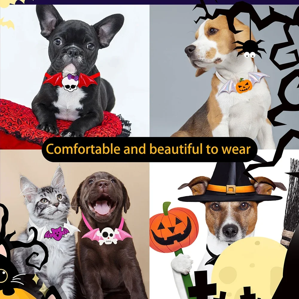 50/100 Uds. Pajaritas para perros de Halloween, pajarita con calavera para perros, accesorios de aseo para perros pequeños y gatos, suministros de decoración navideña para perros - imagen 2
