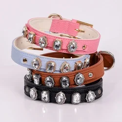 Conjunto collar y correa de lujo para perro con cristales, soporte bolsas