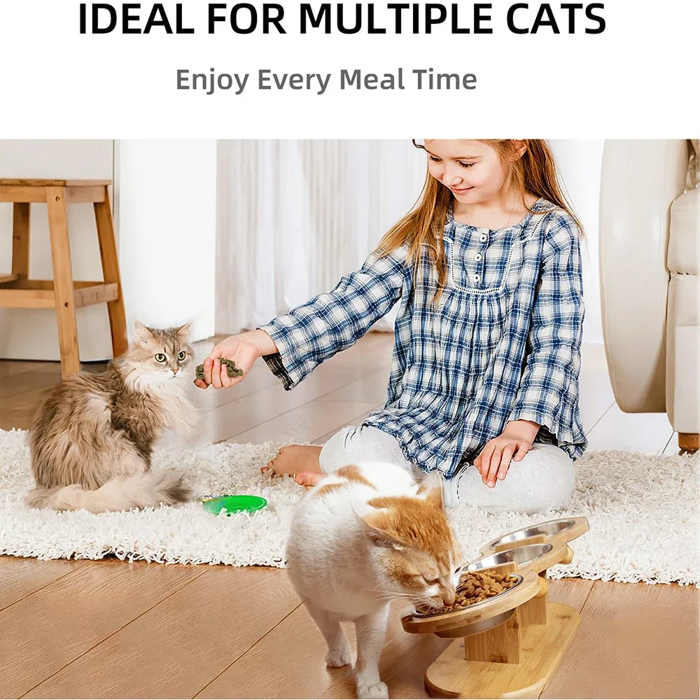Cuencos acero inoxidable con soportes inclinados para gatos y perros - imagen 4