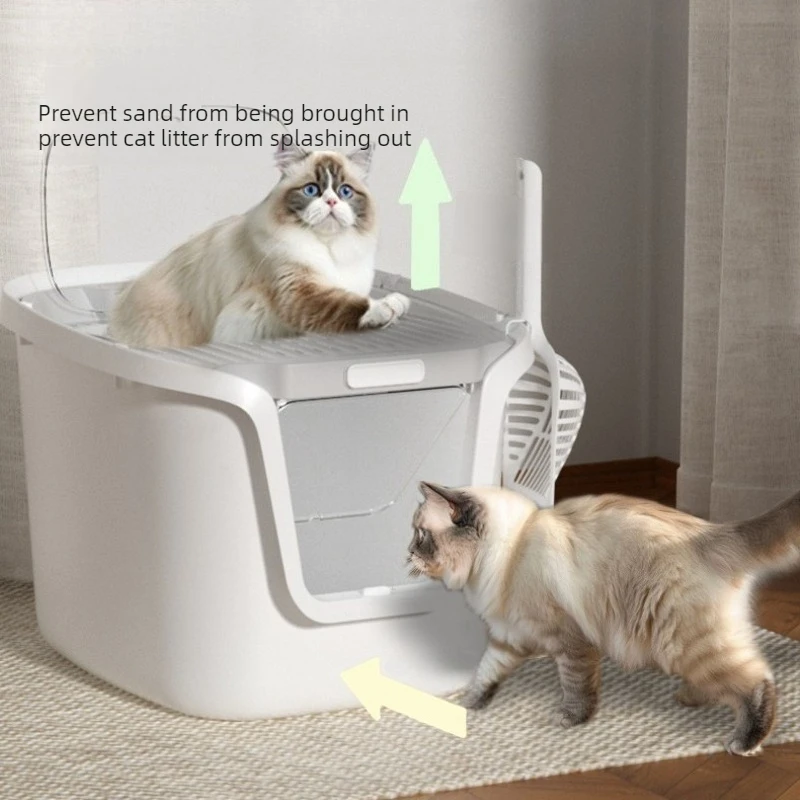 Arenero cerrado para gatos con tapa superior anti-salpicaduras - imagen 5
