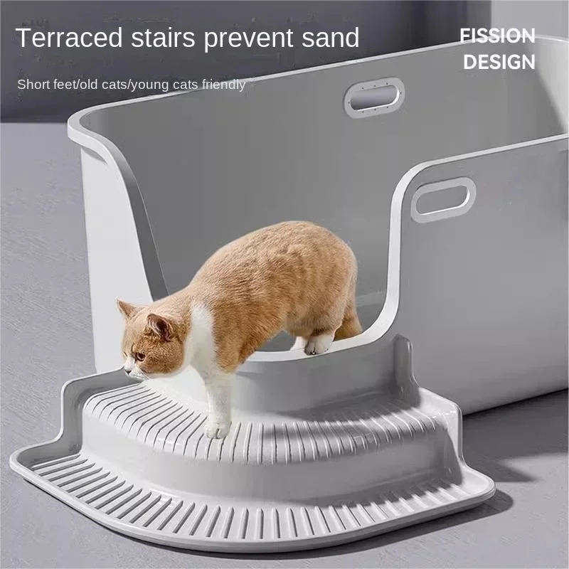 Caja de arena Extra grande para gatos, gigante, completamente abierta, a prueba de salpicaduras, 80 King, baño para gatos de gran tamaño - imagen 4