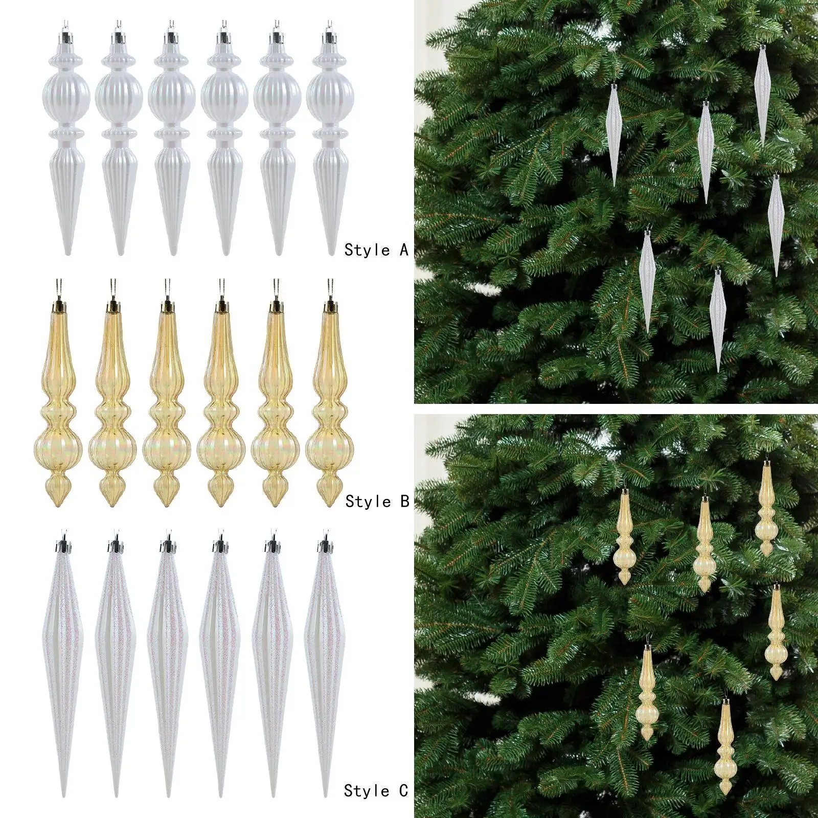 6 piezas de adorno de árbol de Navidad, decoración de corona de fiesta de nieve para el hogar, colgante de adorno - imagen 4