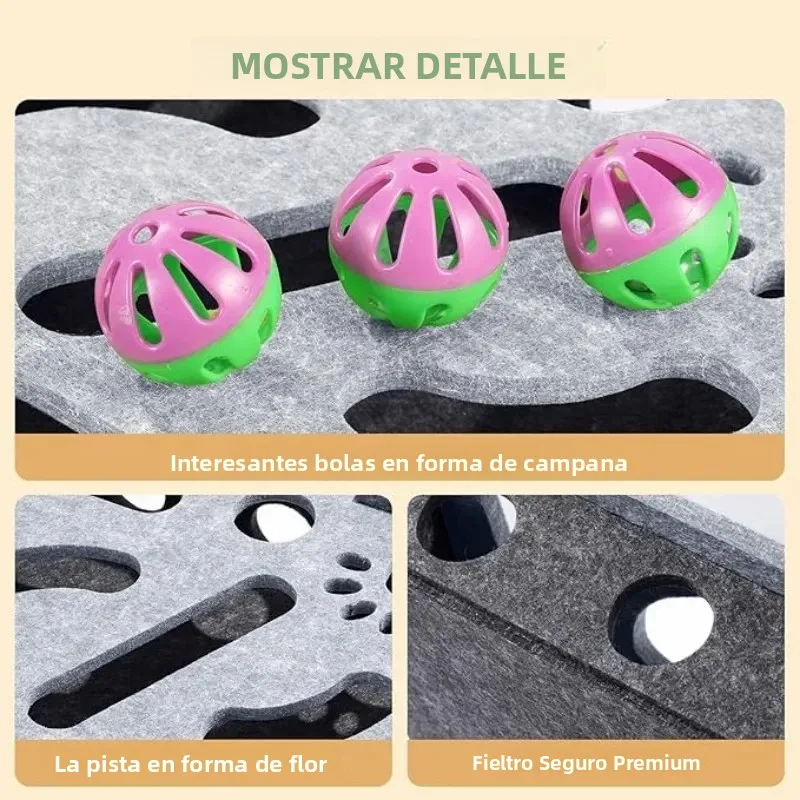 Caja de ejercicios de fieltro de juguete rompecabezas para gatos de interior con pelota-simulación de entretenimiento y caza para deportes y entretenimiento de gatos - imagen 3