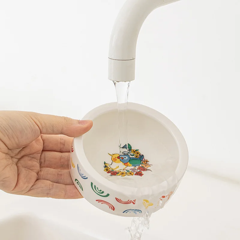 Los suministros para comederos para mascotas son ceramica sencilla impresa para comer y beber en cuencos que son fáciles de limpiar y cómodas para comer - imagen 4