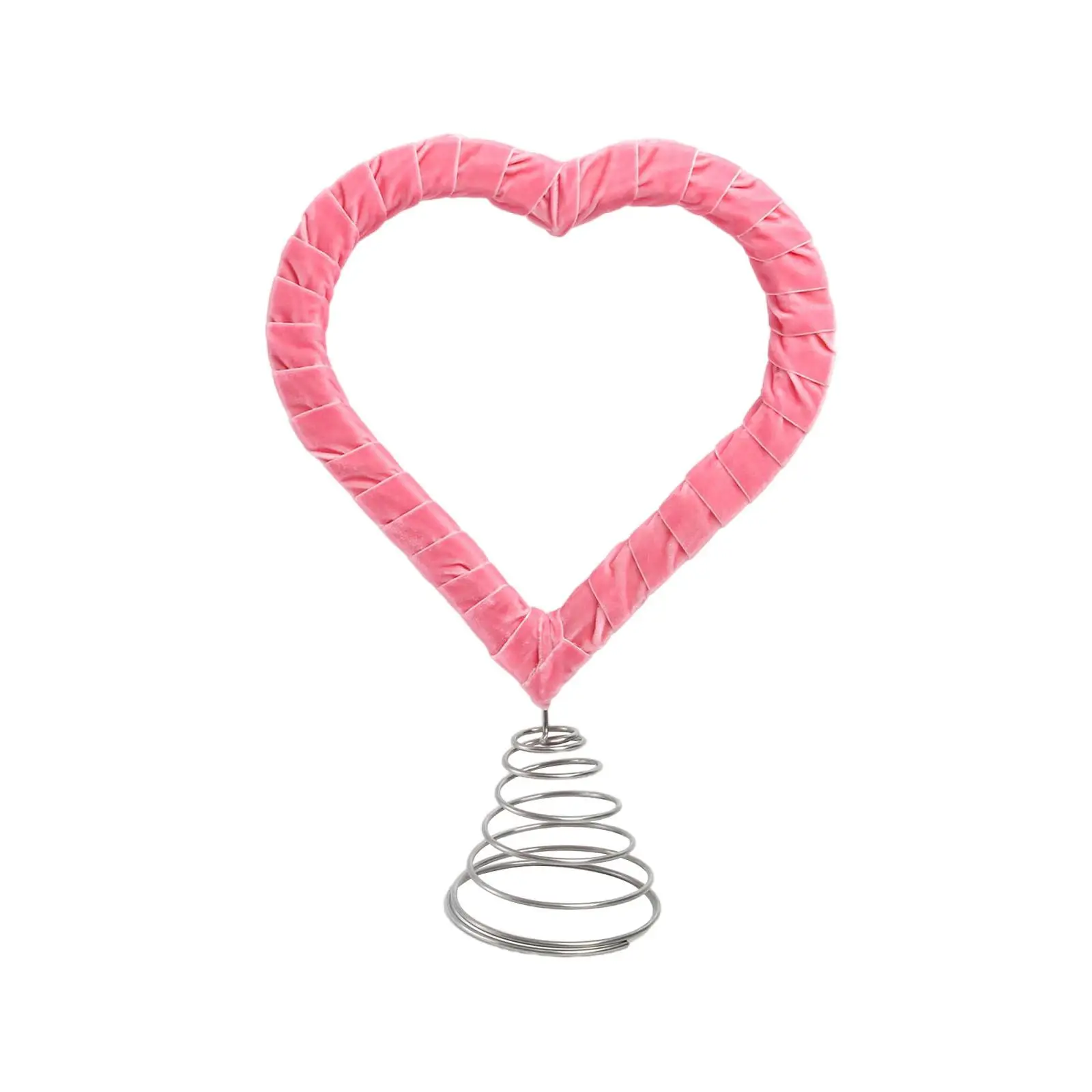 Woven Velvet Pink Heart Valentines Tree Topper Wooden Iron Ornaments Decorative Festival Accent for Wedding Engagement New Year