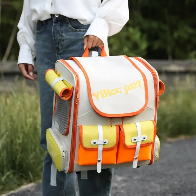 Nuevo bolso de doble hombro para gatos, bolso para salir, bolsas portátiles transpirables para mascotas, cápsula espacial, mochila para perros, suministros para mascotas - imagen 5