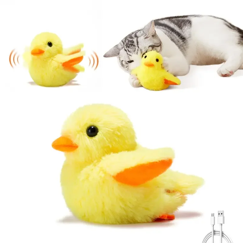 Juguetes para gatos, pato batiente, pájaro eléctrico recargable con hierba gatera, juguete de peluche activado por tacto, juguete interactivo para gatitos