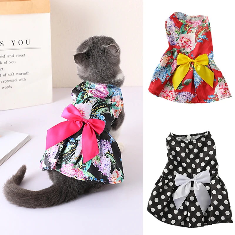 Vestidos clásicos de estilo chino con lazo para gatos, ropa fresca de verano para mascotas, Ragdoll, Siamés