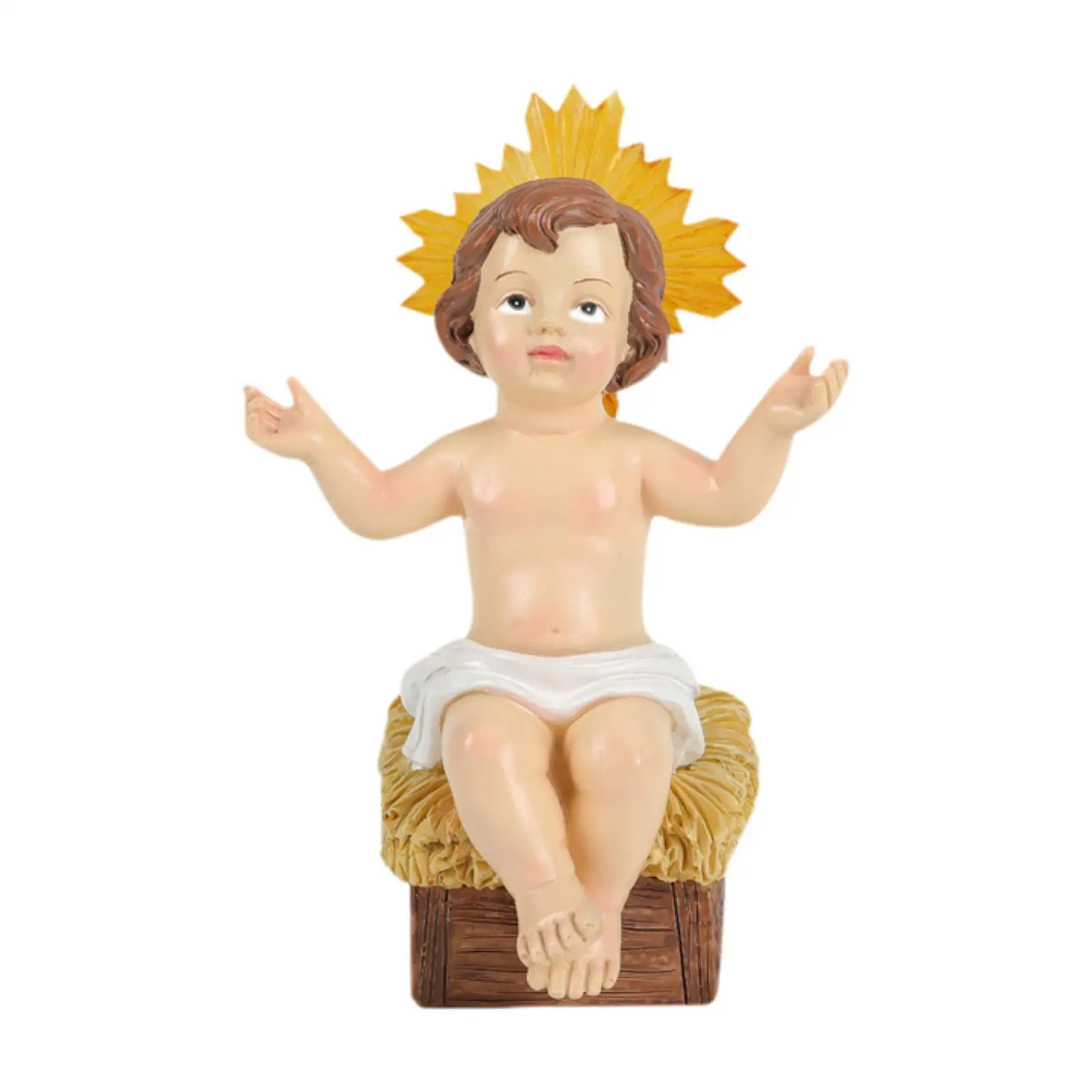 Figura Niño Jesús – Tallado detallado y acabado liso para estanterías - imagen 5