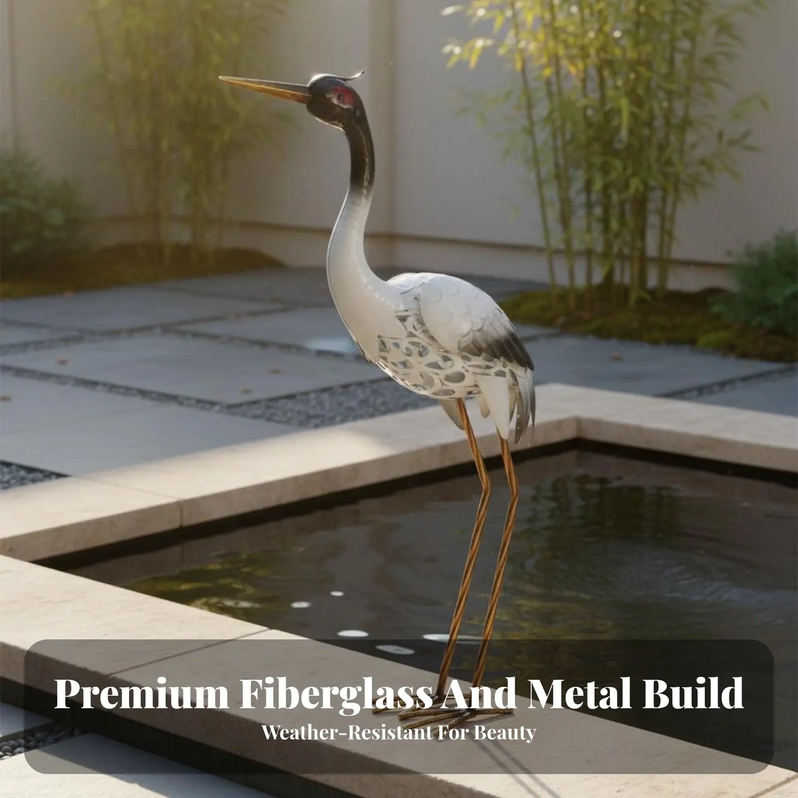 Grulla de jardín decorativa – Resistente a la intemperie - imagen 5