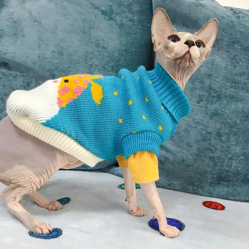 Lindo suéter de gato disfraz de invierno ropa cálida para mascotas para gatos Katten Sphynx jersey Mascotas ropa Gatos productos para animales - imagen 4
