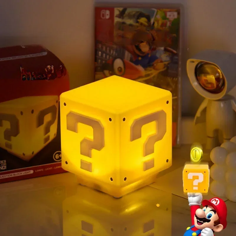 Lámpara Super Marios Bros, luz Led superestrella, música Kawaii, luz nocturna, sonido, carga Usb, lámpara de escritorio de Anime para niños, regalos, Juguetes - imagen 4
