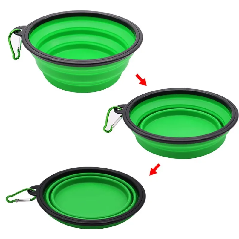 Outdoor Portable Pet Folding Bowl Silicone Dog Feeders with Hanging Hook Cat Dog Bowl Pet Items Dog Food Bowl Mascotas - imagen 3
