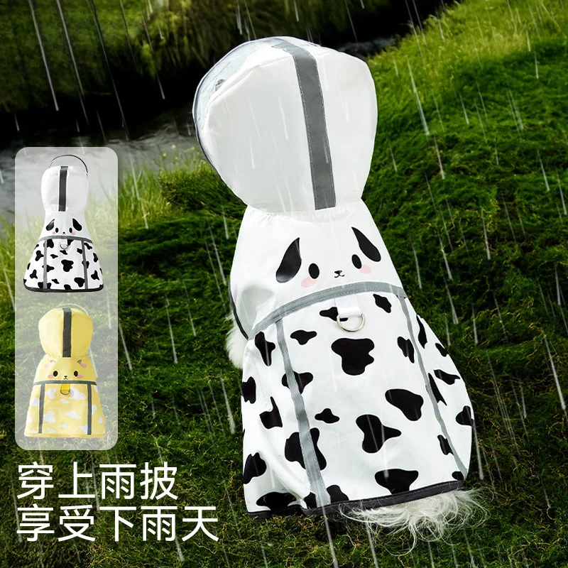 Chubasquero de verano para perros, ropa reflectante para perros, chubasquero para cachorros de dibujos animados, Poncho de lluvia para exteriores, Sudadera con capucha antisuciedad para perros que caminan - imagen 5