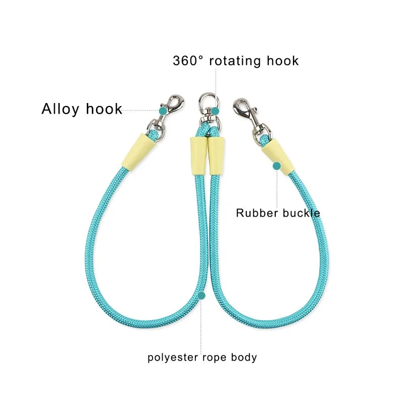 Correa doble para perro, cuerda para mascotas, accesorios para exteriores, correa para gato, perros medianos, correas de plomo para cachorros, gatos, mascotas, Pug, arnés, correas, suministros - imagen 2