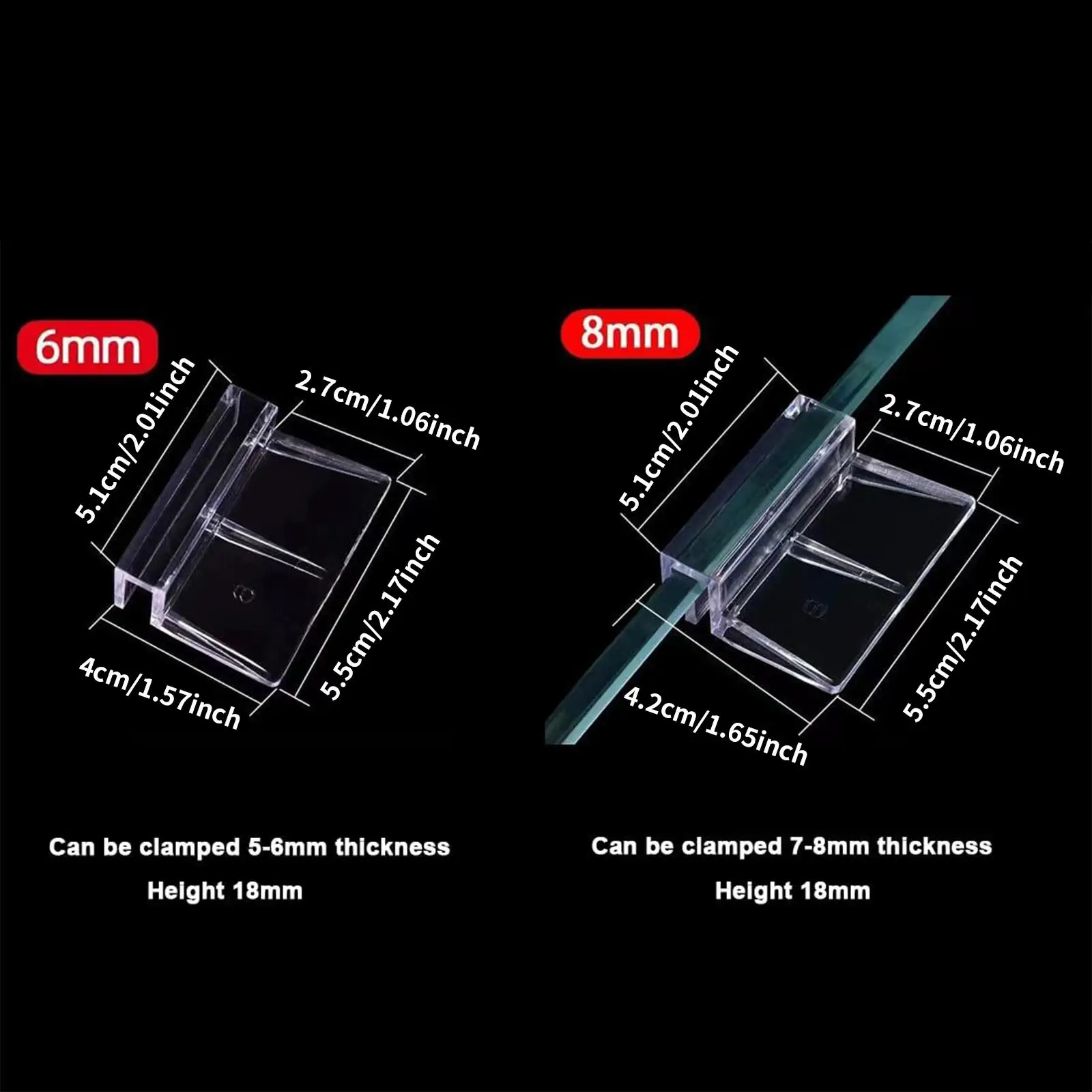 8Pcs Fish Tank Glass Cover Clip for DIY Anti Jump Rimless Aquarium Glass Top