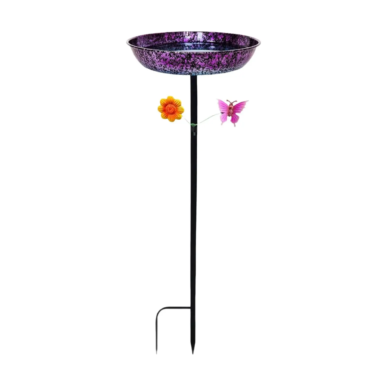 Cuenco de baño para pájaros, decorativo de Metal, resistente, para exteriores, comedero para pájaros con estaca para patio, patio trasero, decoración exterior - imagen 4