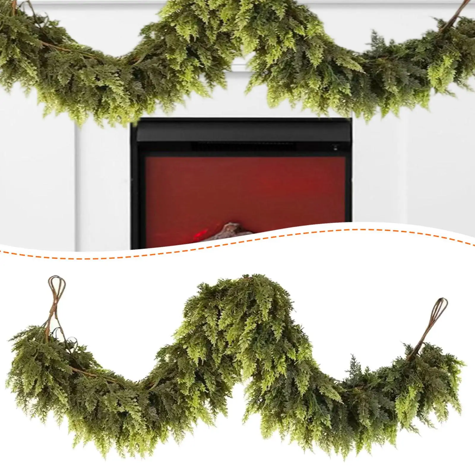 Guirnalda de cedro navideño, hoja de ciprés verde Artificial, guirnalda de pino de imitación para - imagen 4