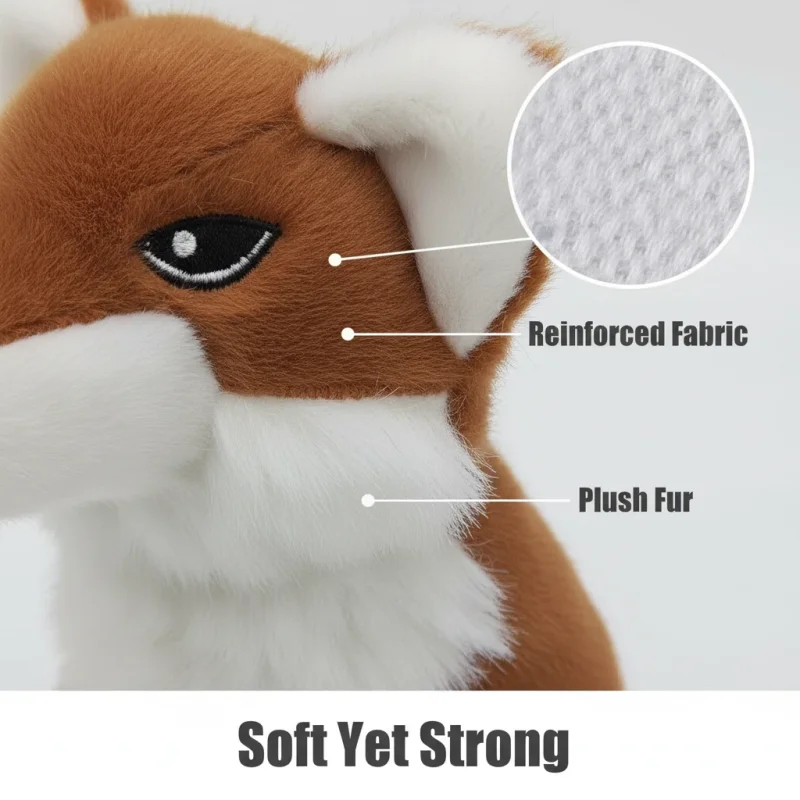 Juguete de peluche grande para perros, crudo, indestructible, con altavoz, zorro, seguro, juguetes resistentes, dientes para perros, resistente a masticar, suministros para cachorros y mascotas - imagen 3