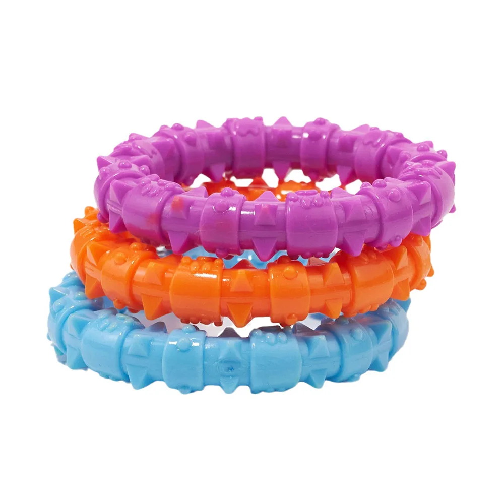 Juguete de anillo con púas para mascotas, cepillo de dientes para perros y palo molar, juguete masticable duradero para limpieza de dientes, juguete divertido para cachorros/perros adultos