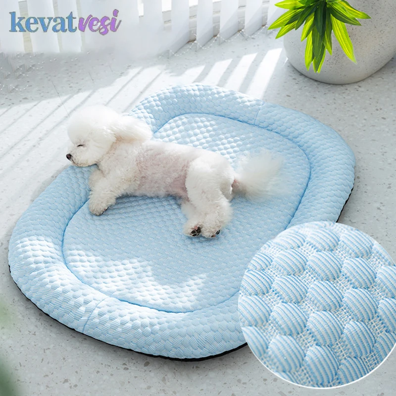 Estera refrescante de verano para perros pequeños y medianos, estera para cachorros de forma ovalada, estera para dormir extraíble y transpirable, accesorios para perros