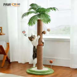 Poste rascador alto para gatos de interior con sisal y juguetes