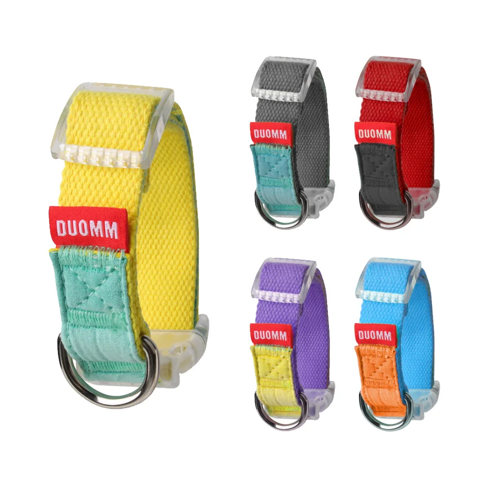 Collar para mascotas resistente al desgaste Collar para perro resistente al desgaste de nailon de color contrastante de algodón y lino respetuoso con el medio ambiente - imagen 5