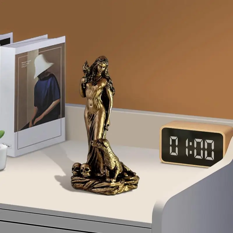 Godness escultura de resina, estatua de diosa, figurita espiritual bruñida, artesanía Retro, decoración para balcones - imagen 2