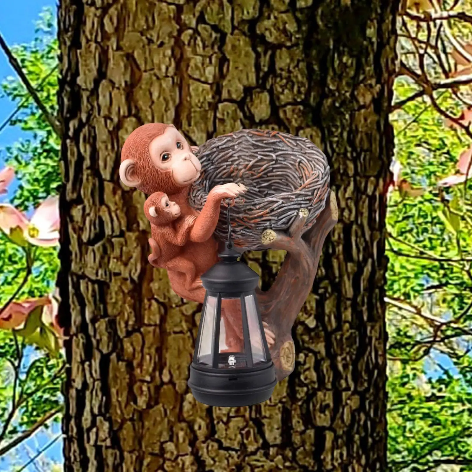 Colección de estatuas de mono con luz Solar, adorno decorativo de resina, decoración de jardín y paisaje para pasarela, exterior, patio de casa