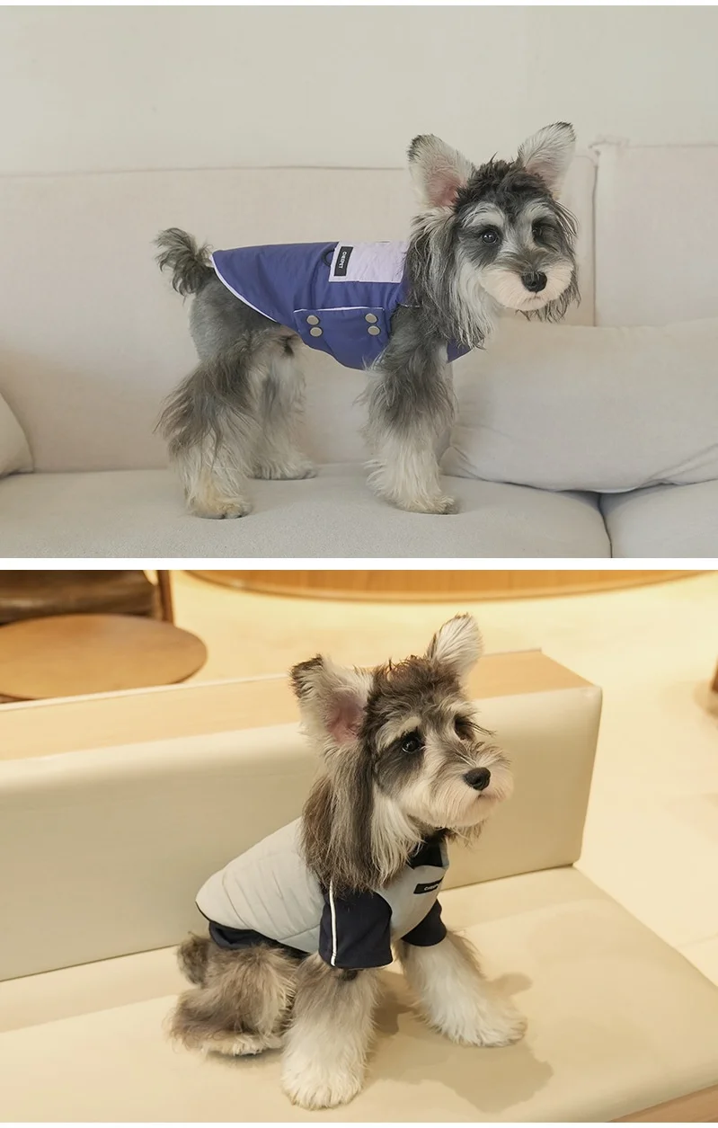 Abrigo de algodón Reversible grueso para mascotas, ropa de otoño e invierno, chaleco de algodón para perros para clima frío, abrigo cálido para perros, chaqueta suave, ropa para mascotas - imagen 3