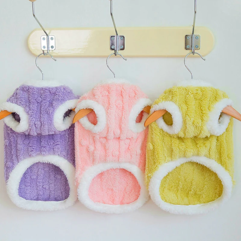 Sudaderas con capucha para perros, Jersey de lana rosa y morado, abrigo, chaqueta para perros pequeños y medianos, ropa para perros Yorkshire Terrier, sudadera XL - imagen 2