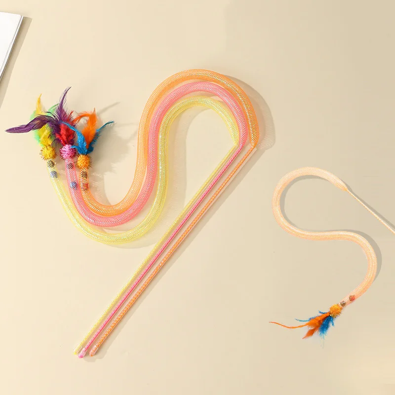 Juguete interactivo para gatos, divertidos juguetes con palo para gatos, varita Teaser para gatos con campana de plumas, juguetes para gatitos, accesorios para gatos - imagen 2