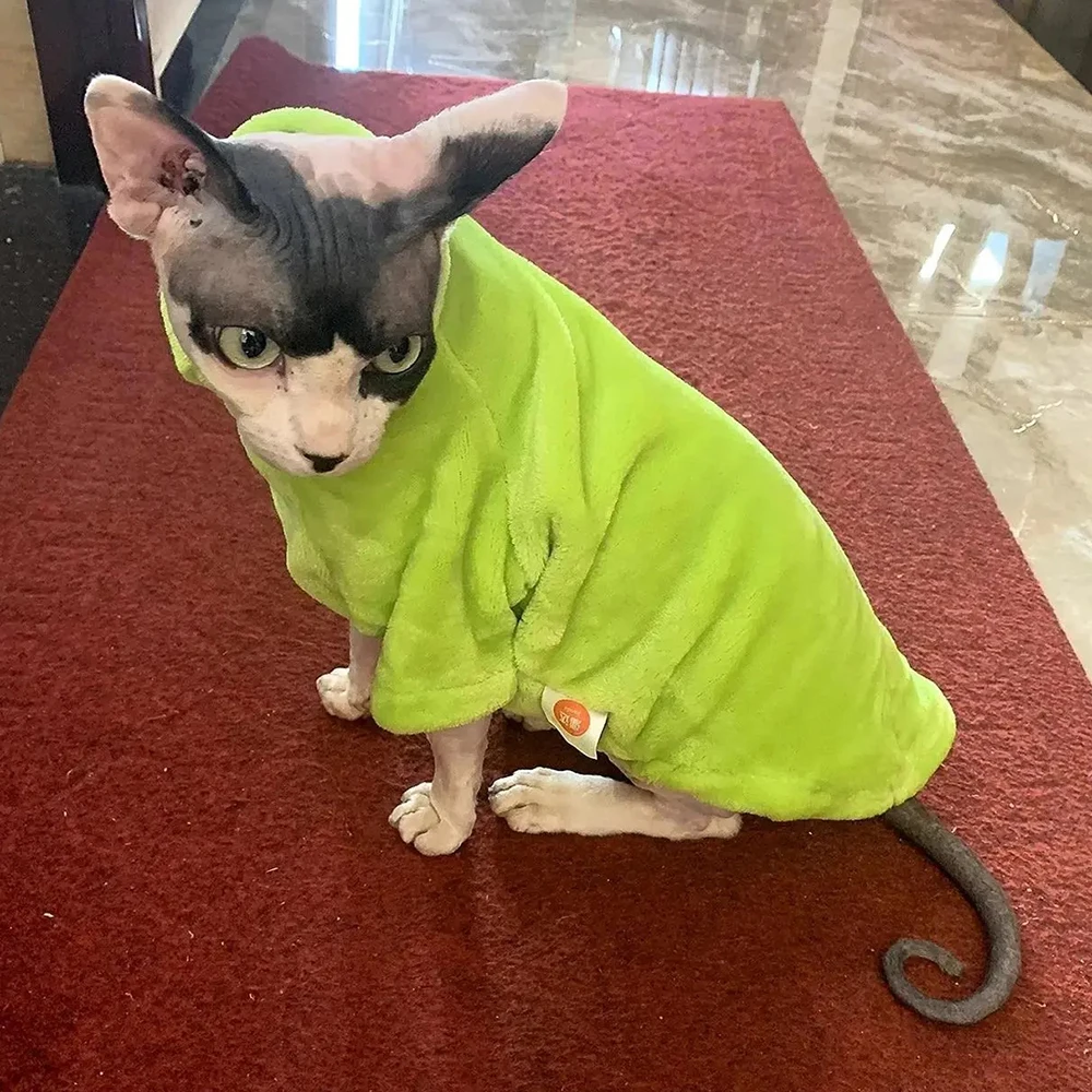 Moda Sphynx gato sudadera sin capucha cálido grueso invierno jerseys para mascotas ropa para gatitos trajes ropa para gatos sphynx - imagen 4