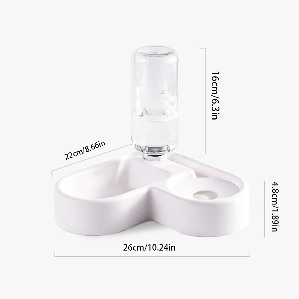 Juego de cuencos para mascotas en forma de corazón: alimentador automático de agua con botella + tazón de comida, diseño antideslizante y antideslizante, adecuado para perros y gatos - imagen 5