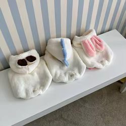 Ropa de alta calidad para otoño e invierno para mascotas, ropa cálida para gatos, abrigo con Orejas de conejo de peluche, suministros suaves y cálidos para mascotas, chaquetas para cachorros
