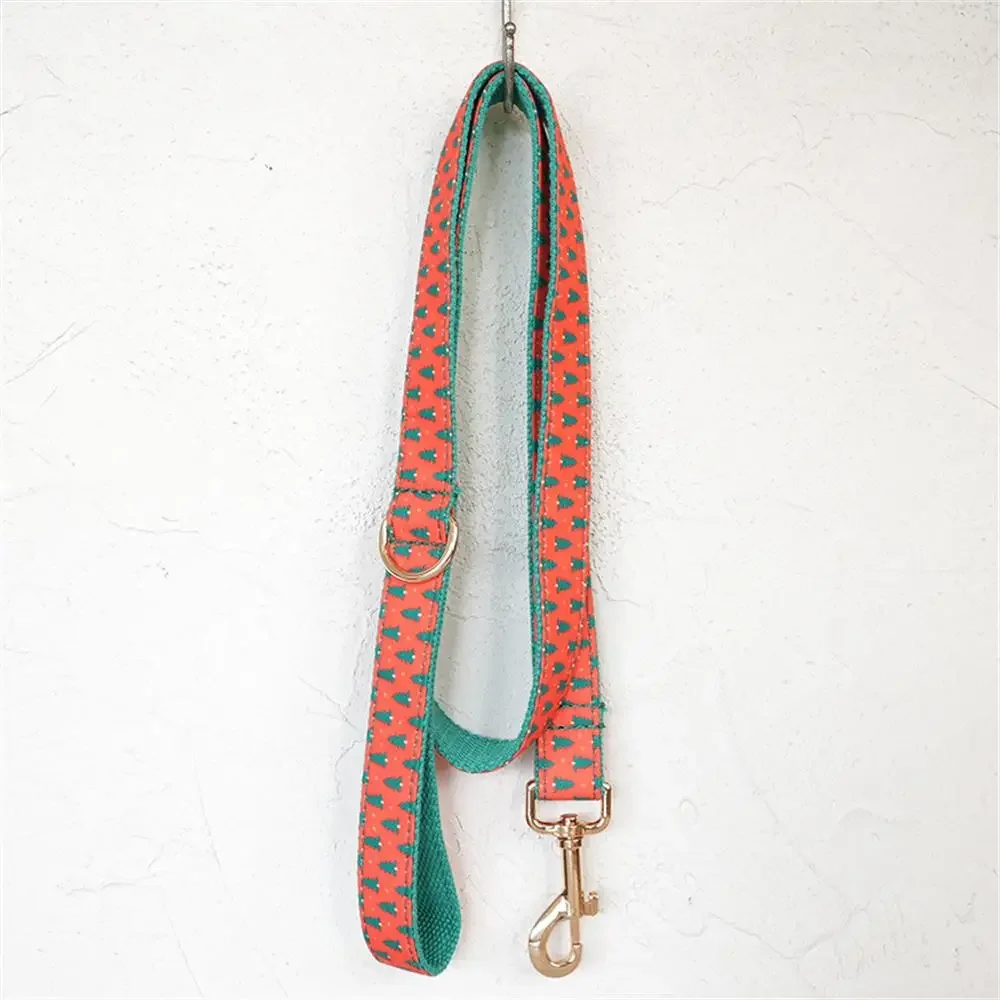 Collar de perro personalizado con grabado gratuito, correa para mascotas a juego, hebilla de Metal de contactos personalizados, Collar rojo de árbol de Navidad - imagen 3