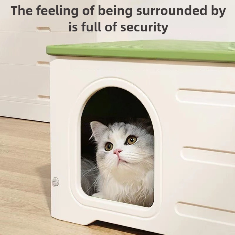 Casa para gatos callejeros al aire libre, Villa impermeable, casa para gatos a prueba de lluvia, jaulas para interiores, nido para gatos exteriores para las cuatro estaciones, suministros para perros pequeños - imagen 2