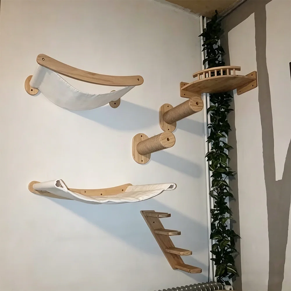 Estantes de macramé para gatos con hamaca y escalones colgantes - imagen 5