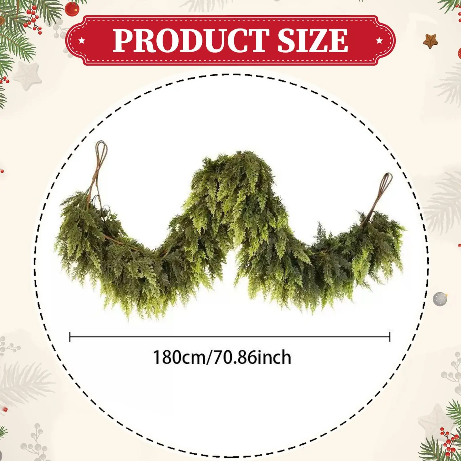 Christmas Cedar Garland Artificial Green Cypress Leaf Vine Faux Pine Garland for