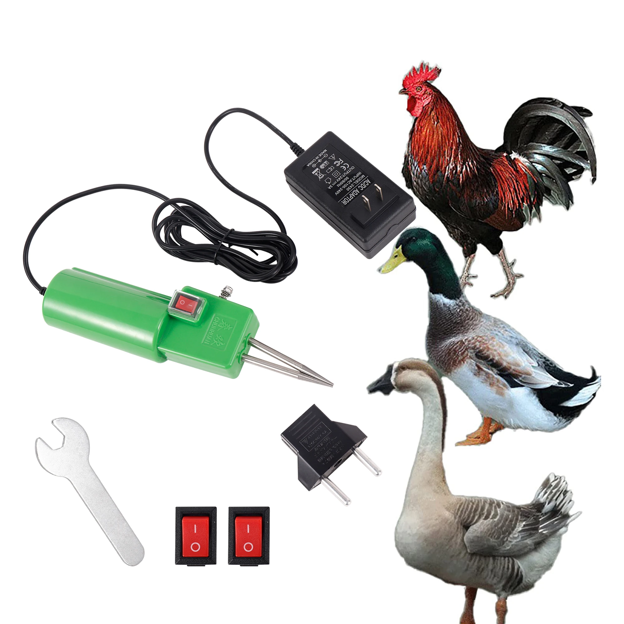 Depiladora eléctrica de mano para aves de corral, máquina de depilación corta para pollo, pato, ganso, eliminador de plumas de aves de corral, depiladora, 1 Juego