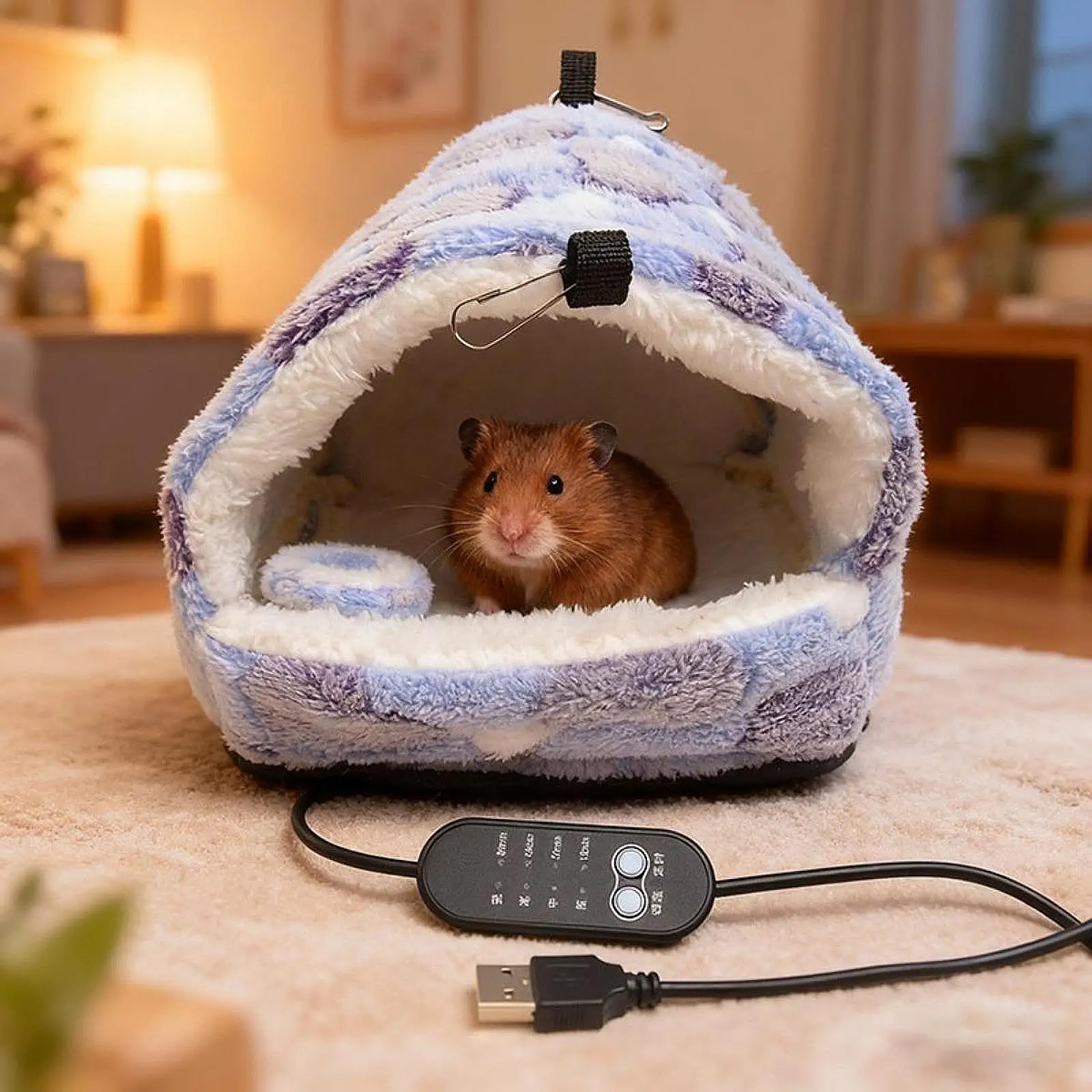 Casa de hámster alimentada por USB, cama suave cálida de invierno para conejillo de indias, ardilla, Chinchilla, conejito, nido de animales pequeños - imagen 2