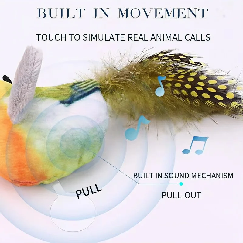 Juguetes interactivos para gatos, pájaro volador, juguete para gatos, alas batientes, hierba gatera, juguete para gatos, juguetes para gatitos activados por tacto con pluma - imagen 4
