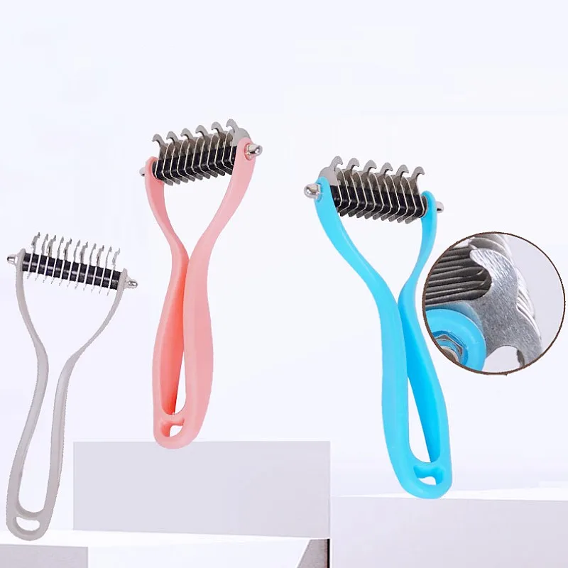 Cepillo para perros, removedor de pelo para mascotas, cuchillo de acero inoxidable, peine para perros, cepillo para perros de doble cara, cuchillo, peine para pelo de gato, nudo abierto, suministros para mascotas - imagen 4