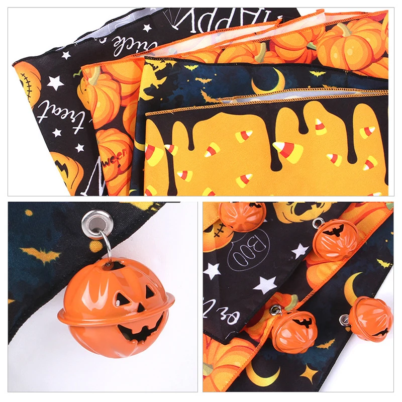 Bufanda para mascotas de Halloween, Bandana para perros y calabazas con campana, toalla triangular divertida para perros y gatos, Baberos para cachorros y brujas, suministros para mascotas de Halloween - imagen 4