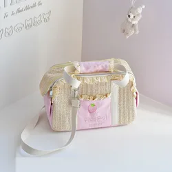 Bolso cruzado de paja transpirable para gatos y perros pequeños