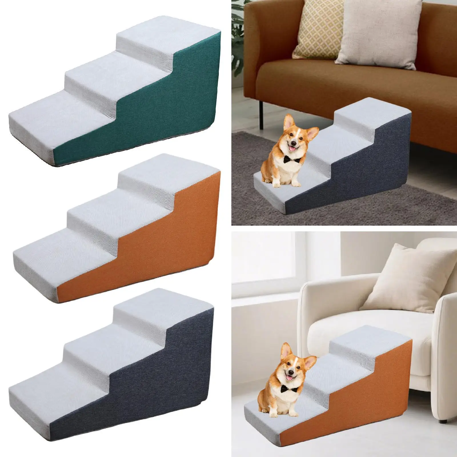 Rampa 3 escalones para perros – Acceso a sofá y cama, extraíble - imagen 4