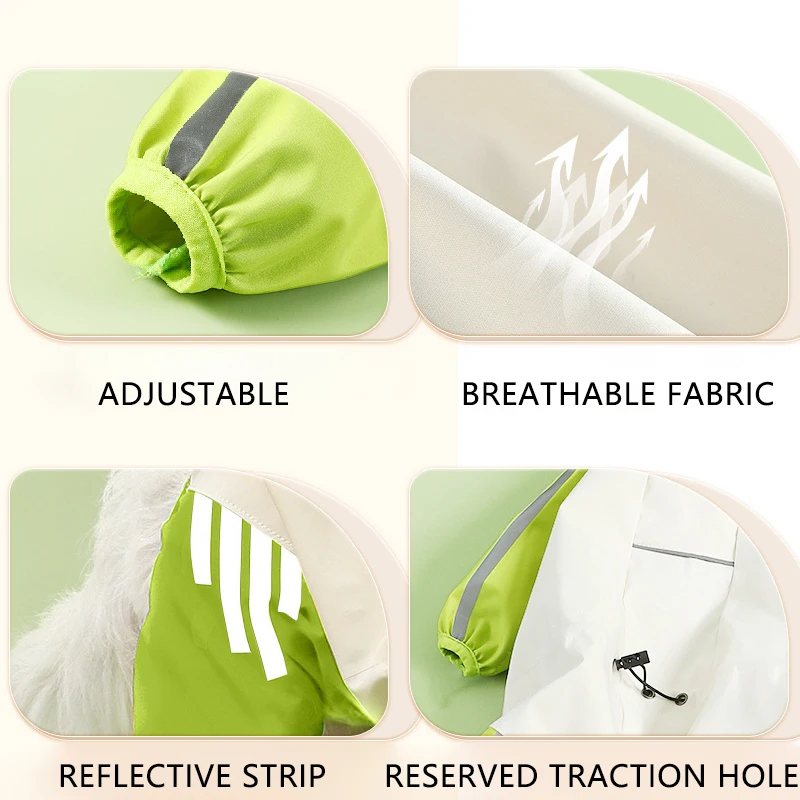 Chubasquero para perro, abrigo impermeable a prueba de viento, reflectante, Color puro, chaqueta de carga pequeña, mediana y grande, ropa ajustable - imagen 4