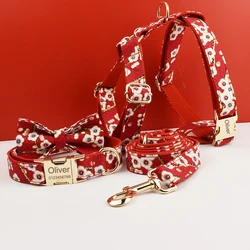 Conjunto collar, correa y arnés para perro – Diseño floral suave